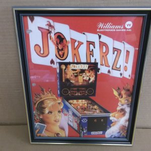 Original Williams Jokerz Framed Promo Flyer Wall Art
